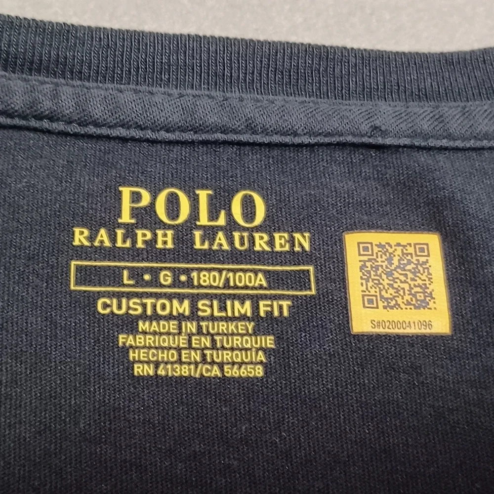 Polo‎ Ralph Lauren Mens Navy Blue Custom Slim Fit Pony Logo T-Shirt Large L